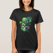 T-shirt Sugar Skull St Patricks Day Irish Skull Leprechaun (Devant)