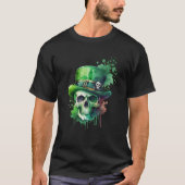 T-shirt Sugar Skull St Patricks Day Irish Skull Leprechaun (Devant)