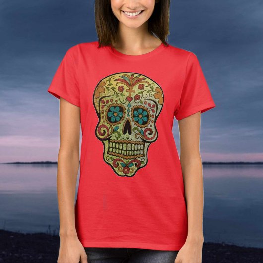 T-shirt Sugar Skull style art mexicain