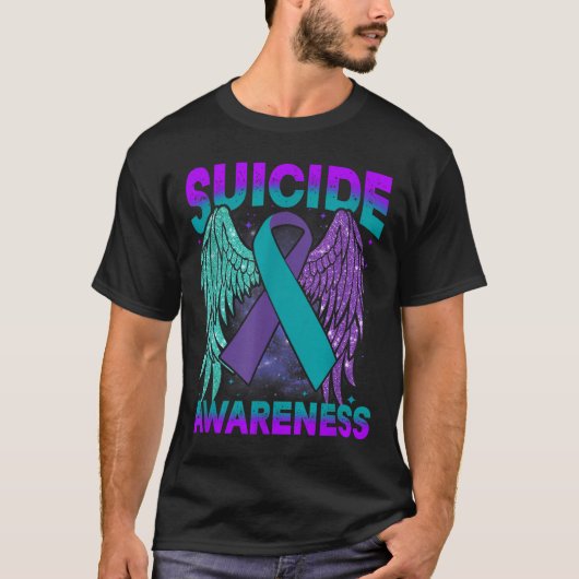 T-shirt Suicide Awareness Clothing Wings Ribbon Suicide Pr (Devant)