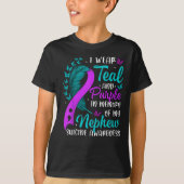 T-shirt Suicide Awareness I Wear Teal Purple In Memory Of (Devant)