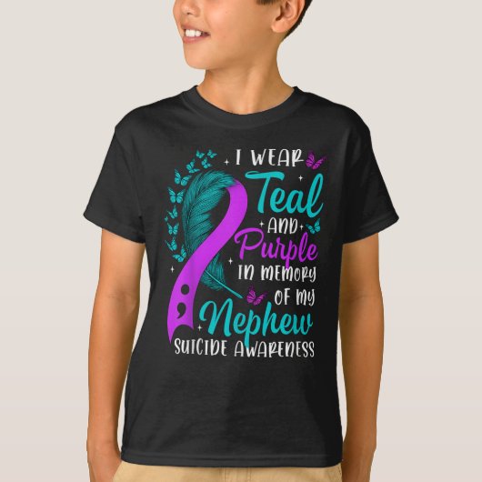 T-shirt Suicide Awareness I Wear Teal Purple In Memory Of (Devant)