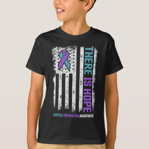 T-shirt Suicide Prévention American Flag Hope Suicide Awar