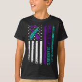 T-shirt Suicide Prevention Awareness American Flag Ribbon (Devant)