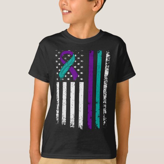 T-shirt Suicide Prevention Awareness American Flag Ribbon (Devant)