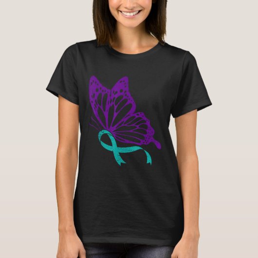 T-shirt Suicide Prevention Awareness Teal &amp; Purple Rib (Devant)
