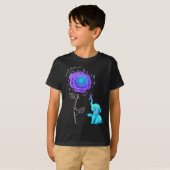 T-shirt Suicide Prevention Teal Purple Flower Elephant Rib (Devant entier)