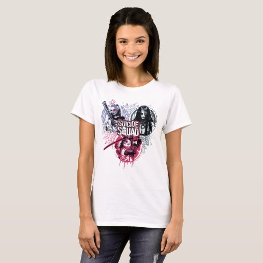 T-shirt Suicide Squad | Girls Graffiti Badges (Devant entier)
