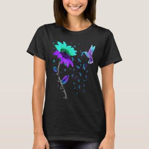 T-shirt Suicide turquoise Et Violet De Tournesol Hummingbi