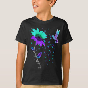 T-shirt Suicide turquoise Et Violet De Tournesol Hummingbi
