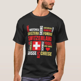 T-shirt Suisse Alpes Vaches Fondue Fromage Ski Suisse L