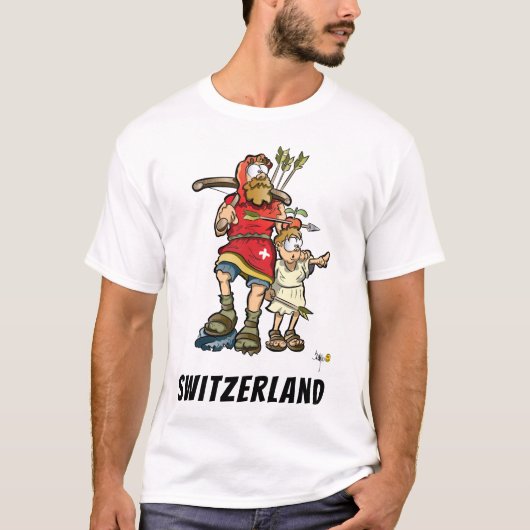 T-shirt suisse avec William Tell, son fils et une  (Devant)