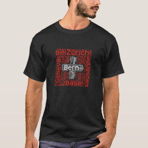 T-shirt Suisse Drapeau avec Swiss City Noms Word Art