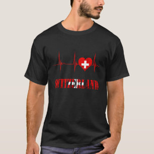 T-shirt Suisse Drapeau Suisse Cœur Battement de cœur ECG P
