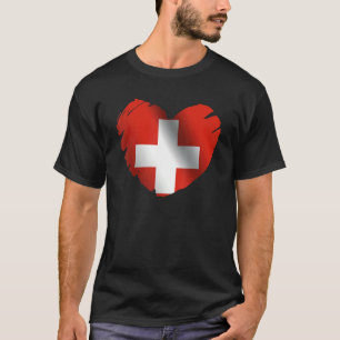 T-shirt Suisse Drapeau Sur La Forme Du Coeur Suisse Suisse