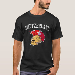 T-shirt Suisse Mohawk Skull Design Sport Supporter Su