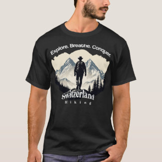 T-shirt Suisse Randonnée Explorez Breathe Conquer