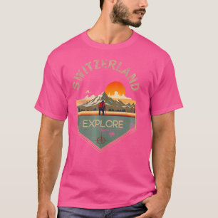 T-shirt Suisse Retro Vintage Randonnée Vêtements - Suisse