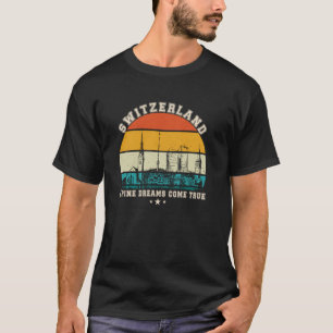 T-shirt Suisse Voyage Suisse Souvenirs Rétro Soleil