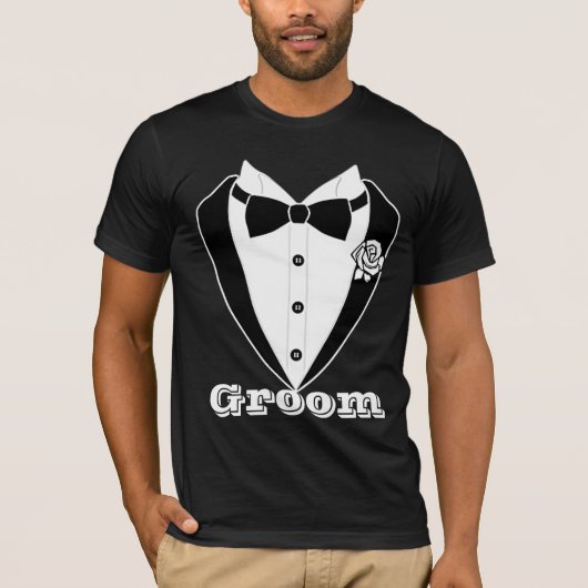 T-shirt Suite homme mignonne Tuxedo Groom personnalisée (Devant)