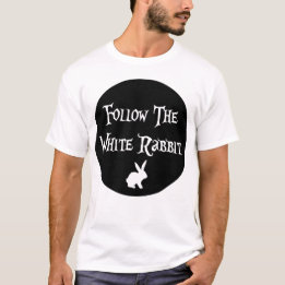T-shirt Suivez le White Rabbit Alice, cercle noir