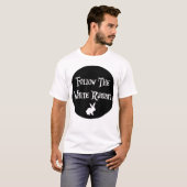 T-shirt Suivez le White Rabbit Alice, cercle noir (Devant entier)