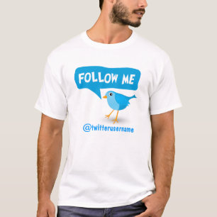 T-shirt Suivez-moi Twitter Cute Little Cartoon Blue Bird