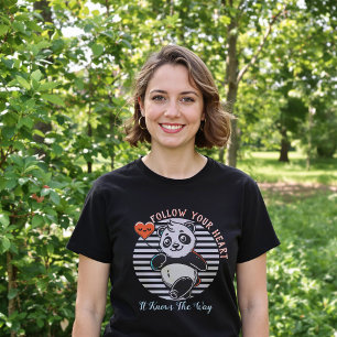 T-shirt Suivez Votre Coeur Panda Cute Inspiration