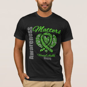 T-shirt Sujets de conscience de santé mentale de ruban de