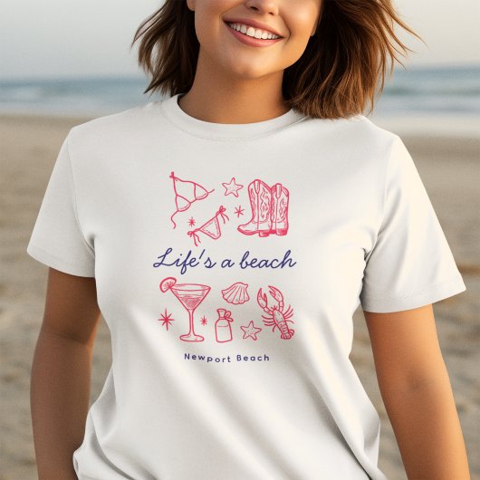 T-shirt Summer Beach Life Blue Pink Favorites Birthday