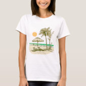 T-shirt Summer Beach Sun Palm Tree Umrella (Devant)