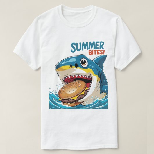T-shirt Summer Bites – Shark Blue (Design devant)