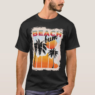 T-shirt Summer Bum Beach Palm Tree Vacances coucher du sol