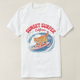 T-Shirt Summer Cat Surfer – Coucher de soleil cali