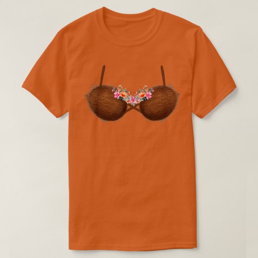 T-shirt Summer Coconut Bra Hawaii Luau Flowery Costume Fun (Design devant)