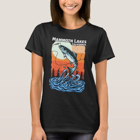 T-shirt Summer Fishing Retro Sunset California Mammoth Lak (Devant)