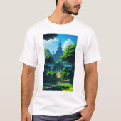 T-shirt Summer Happy Vibes Temple et Pond Blue Sky (Devant)
