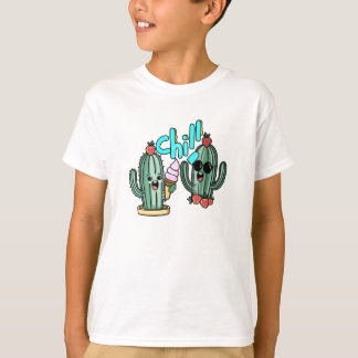 T-shirt Summer Kawaii Cactus Friends with Ice Cream