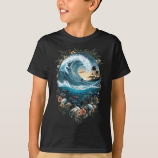 T-shirt Summer Ocean Wave Surfing Tropical Beach Reef 