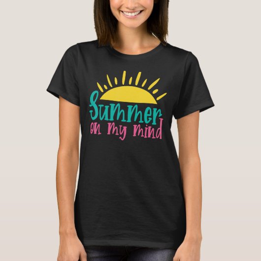 T-shirt Summer On My Mind Bonjour Summer Vacances Soleil (Devant)