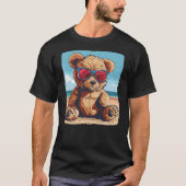 T-shirt Summer Teddy Bear with sunglasses and beach for Va (Devant)