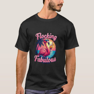 T-shirt Summer Vacation Flocking Fabulous Flamingo Family 