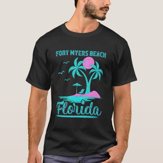 T-shirt Summer Vacation Palm Tree Florida Fort Myers Beach (Devant)