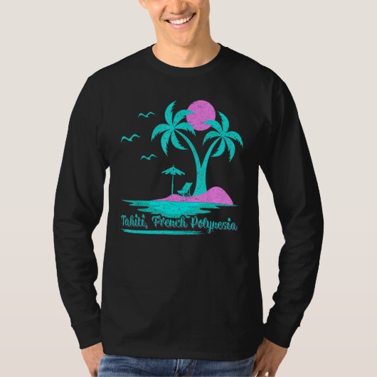 T-shirt Summer Vacation Palm Tree French Polynesia Tahiti (Devant)