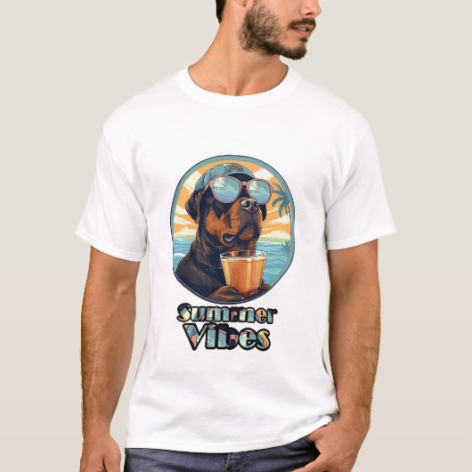 T-shirt Summer Vibes Dog – Cool Beach Mood Tee (Devant)