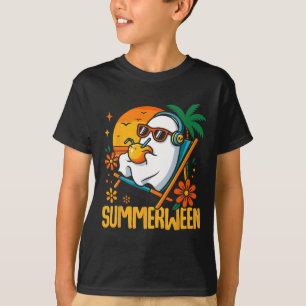 T-shirt Summerween Drôle Fantôme Halloween Summer Beach Vi