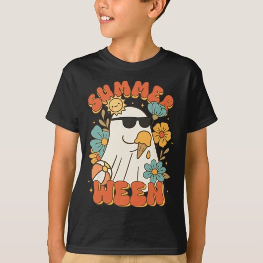 T-shirt Summerween Ghost Crème de glace mignonne drôle Hal (Devant)