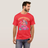 T-shirt Summerween Mermaid Skeleton Beach Flamingo Hallowe (Devant entier)
