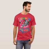 T-shirt Summerween Mermaid Skeleton Beach Flamingo Hallowe (Devant entier)