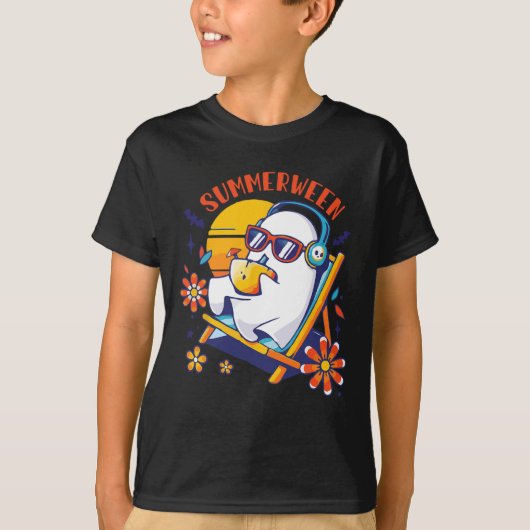 T-shirt Summerween mignon Fantôme d'été Éffrayant Hallowee (Devant)